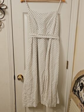 kate spade White with Black Polka Dot Spaghetti-Strap Maxi Dress